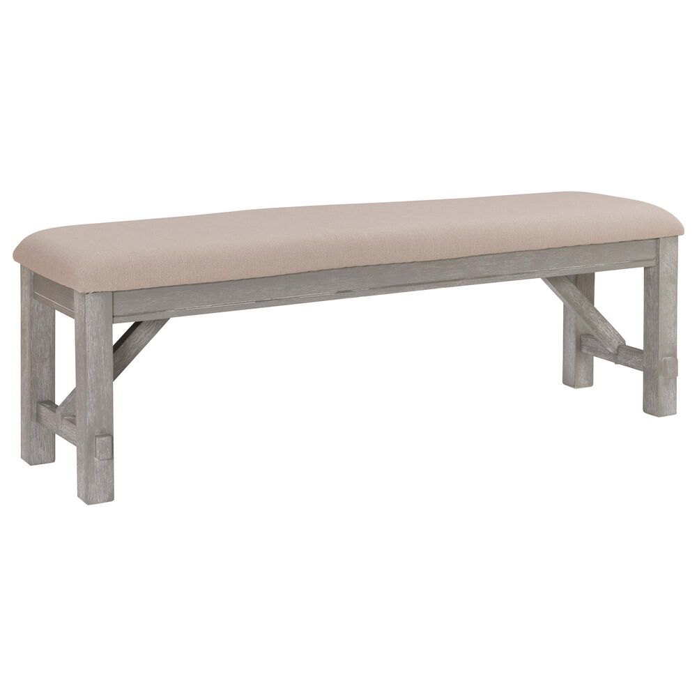 Linon Home Decor Turino Padded Dining Bench in Weathered Grey, , large