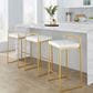 Lumisource Fuji High Back Counter Stool with White Faux Leather Cushion in Gold (Set of 2), , large