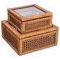 Creative Coop 2-Piece Modern Decorative Square Display Box Set in Dark Brown, , large