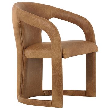 Classic Home Archie Leather Dining Chair in Maple Brown, , large