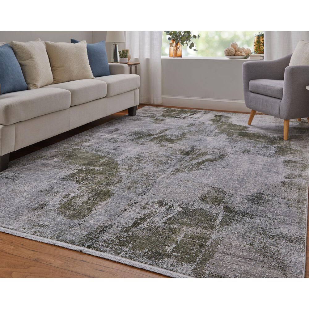 Feizy Cadiz 39N5F 11&#39;6&quot; x 14&#39;6&quot; Green and Ivory Area Rug, , large
