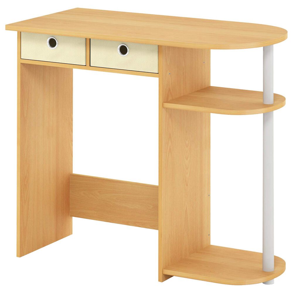HOMLUX 32" Computer Desk with Two Drawers in Beech and White, , large