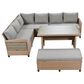 HOMLUX 5-Piece Outdoor Conversation Set with 2 Extendable Side Tables and Brown Rattan in Light Gray, , large