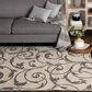 Central Oriental Terrace Tropic Macala 7"10" x 9"10" Snow and Stone Area Rug, , large