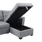 HOMLUX 90.5"W Linen Sleeper Sectional Sofa with Reversible Storage Chaise, in Light Grey, , large