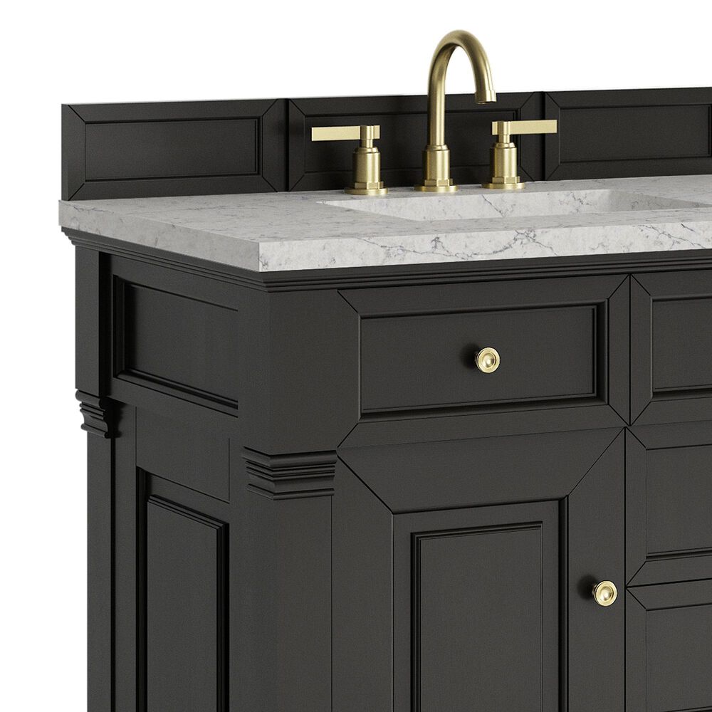 James Martin Vanities Brookfield 36&quot; Single Bathroom Vanity in Black Onyx with 3 cm Eternal Jasmine Pearl Quartz Top and Rectangular Sink, , large