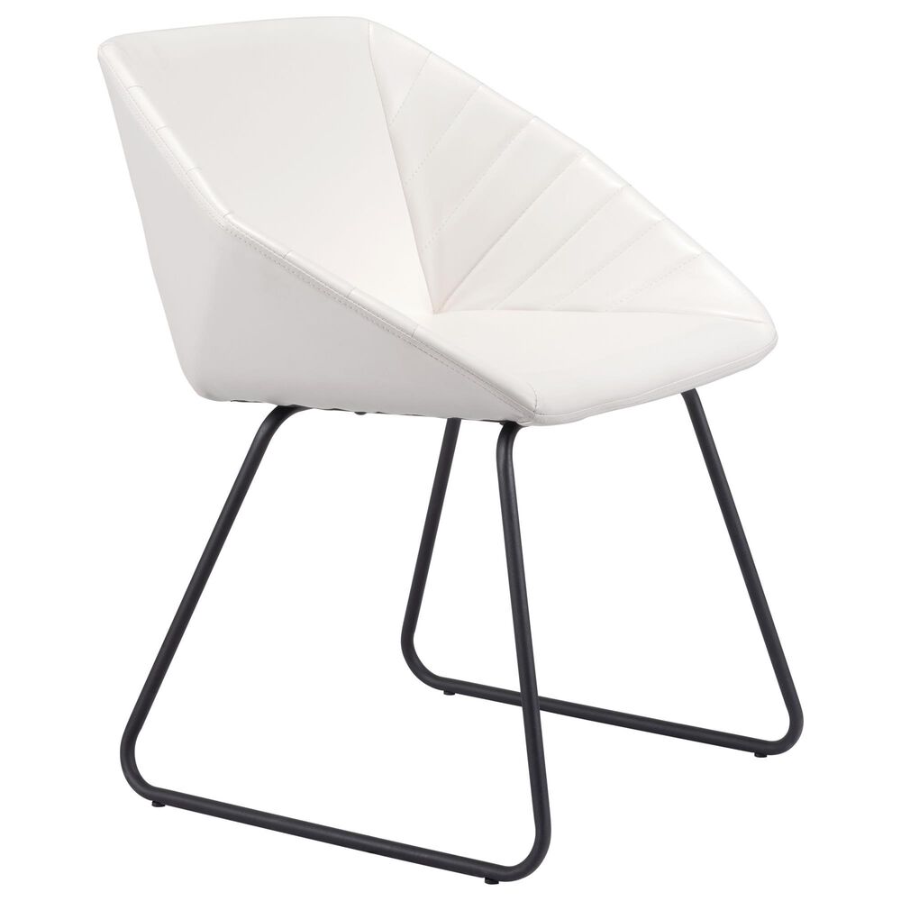 Zuo Modern Miguel Dining Chair in White/Matte Black, , large
