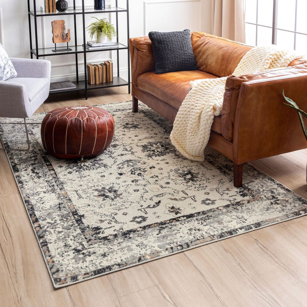 Karastan Cleo R1076 5&#39; 3&quot; X 8&#39; Light Grey Area Rug, , large