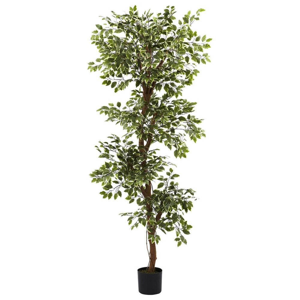 Nearly Natural Inc 6" Variegated Ficus Tree, , large
