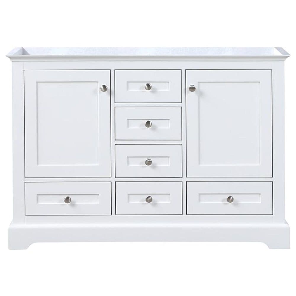 Lexora Home Dukes 48&quot; Double Bathroom Vanity in White with 2 cm White Cultured Marble Top and Rectangular Sinks, , large