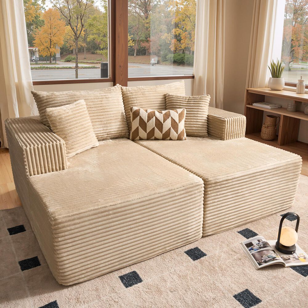 HOMLUX Sectional Sofa, with High-Density Foam and Comfortable Seating in Beige, , large