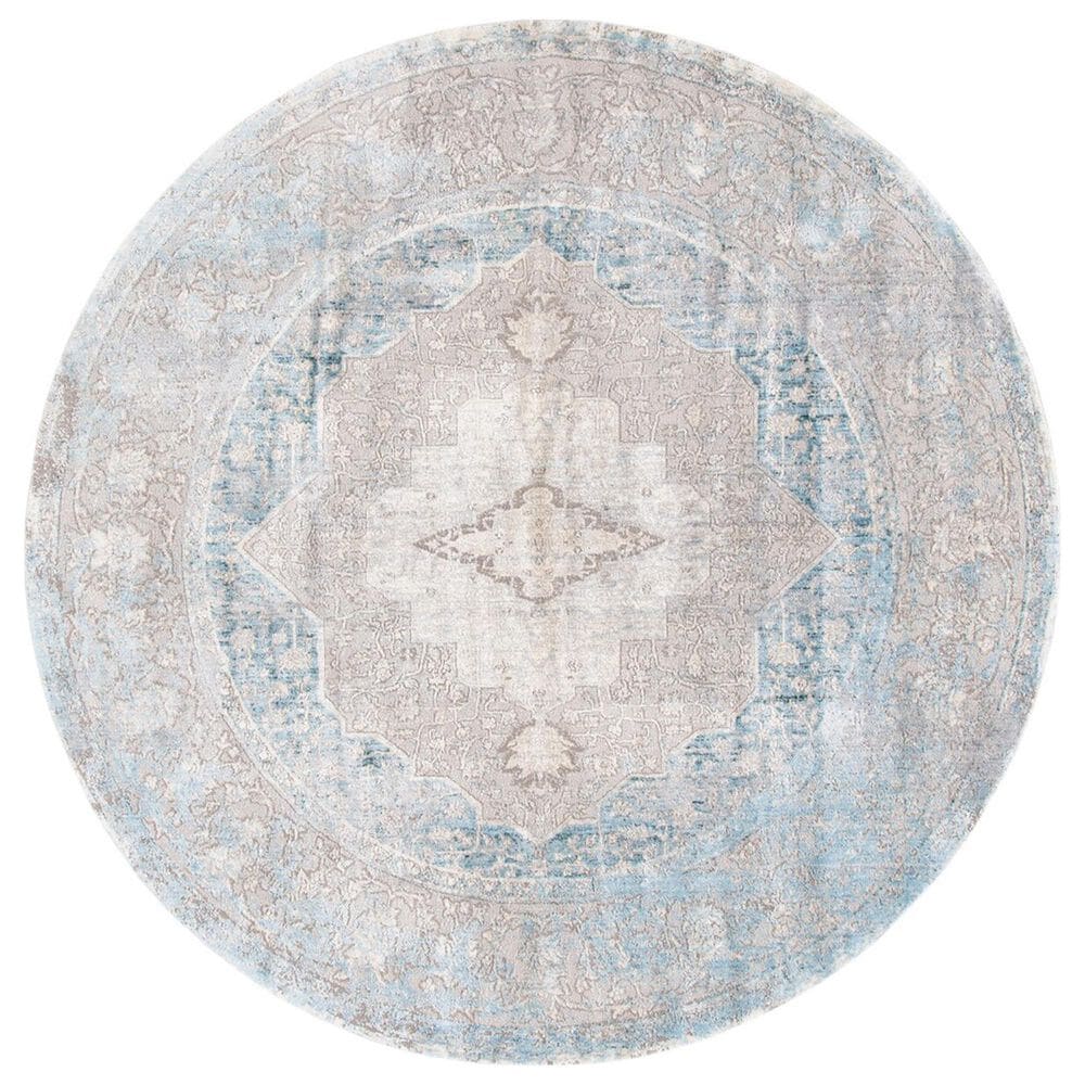 Safavieh Dream 6"7" Round Grey and Aqua Area Rug, , large