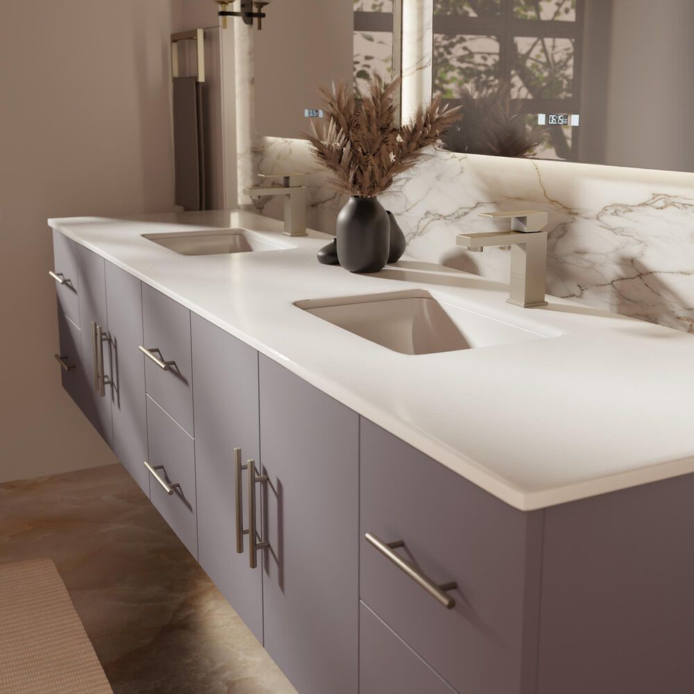 Lexora Home Geneva 84" Double Bathroom Vanity in Dark Grey with 2 cm White Cultured Marble Top and Rectangular Sinks, , large