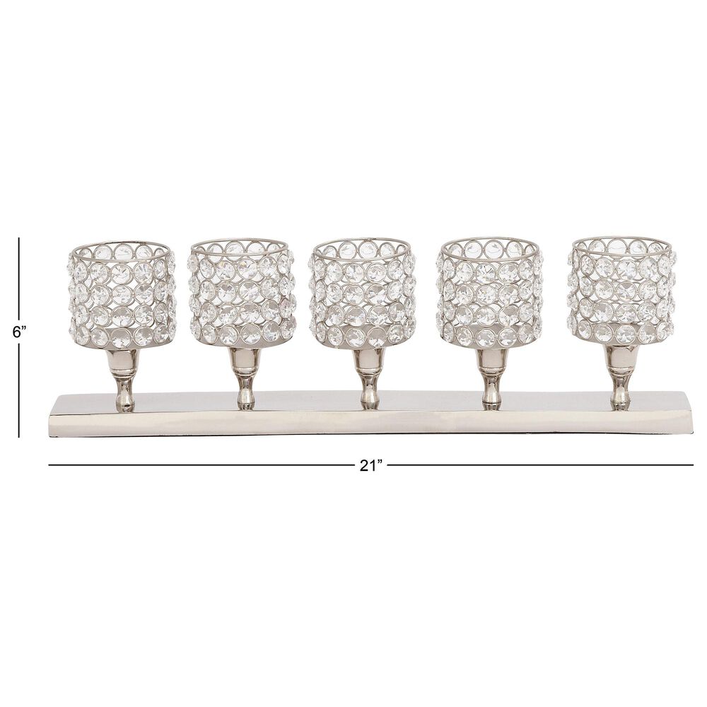 Maple and Jade 21&quot; x 6&quot; Hurricane Lamp in Gloss Silver, , large