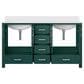 Lexora Home Jacques 60" Double Bathroom Vanity in Green with 2 cm White Cultured Marble Top and Rectangular Sinks, , large