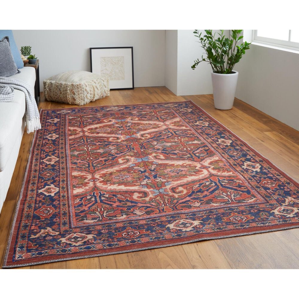 Feizy Rawlins 39HMF 3&#39;11&quot; x 6&#39; Red and Navy Area Rug, , large
