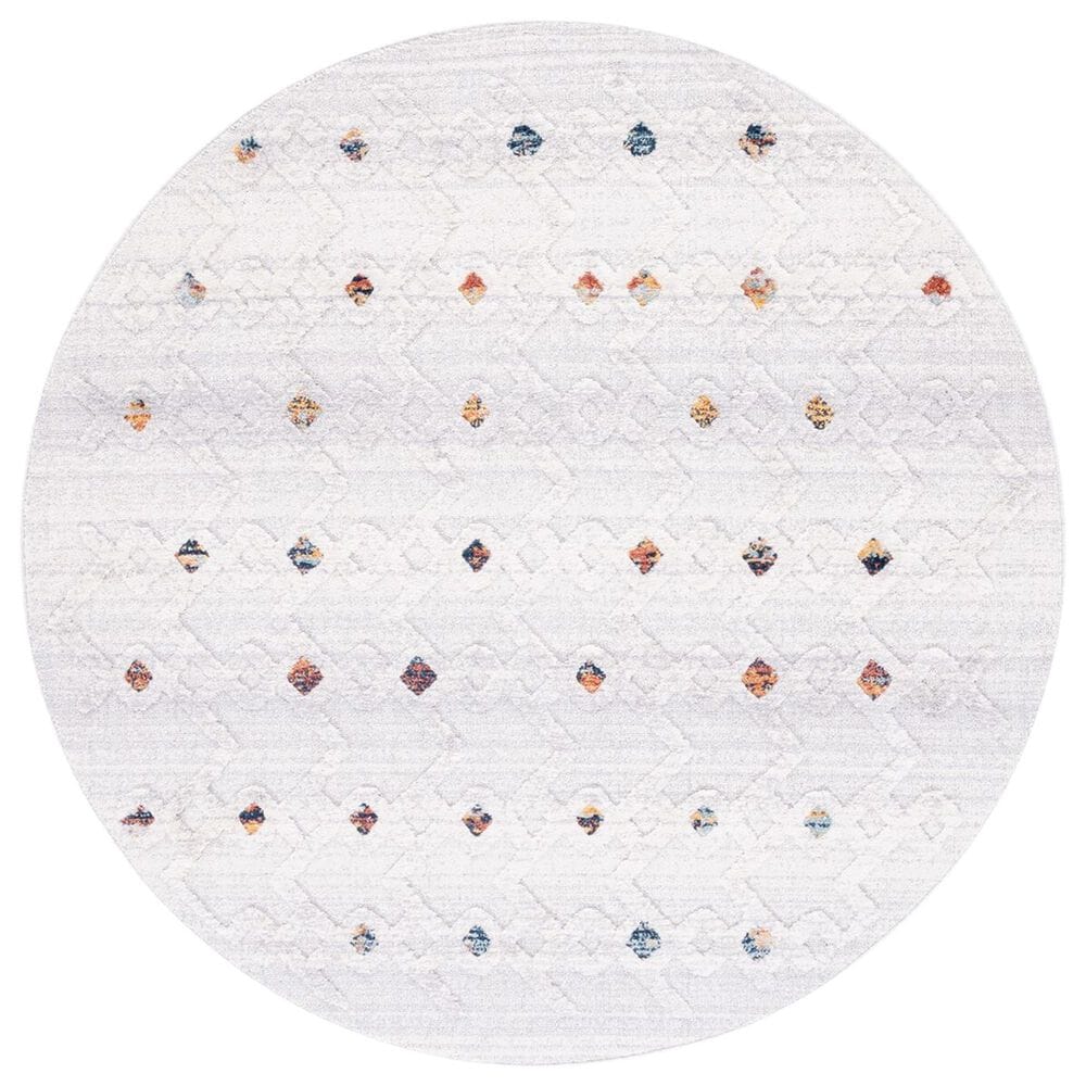 Safavieh Marrakesh Southwestern 6"7" Round Grey and Light Grey Area Rug, , large