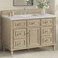 James Martin Vanities Lorelai 48" Single Vanity in Whitewashed Oak with 3 cm Eternal Jasmine Pearl Quartz Top, , large