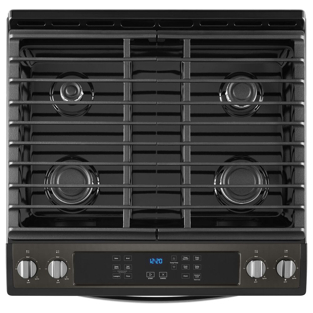 Whirlpool 5 Cu. Ft. Gas Range with Frozen Bake in Fingerprint Resistant Black Stainless Steel, , large
