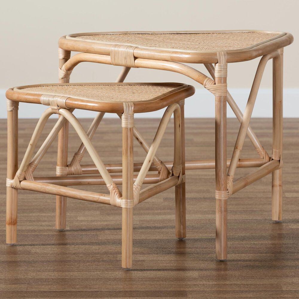 Baxton Studio Jayden 2-Piece Nesting End Table Set in Natural Brown, , large