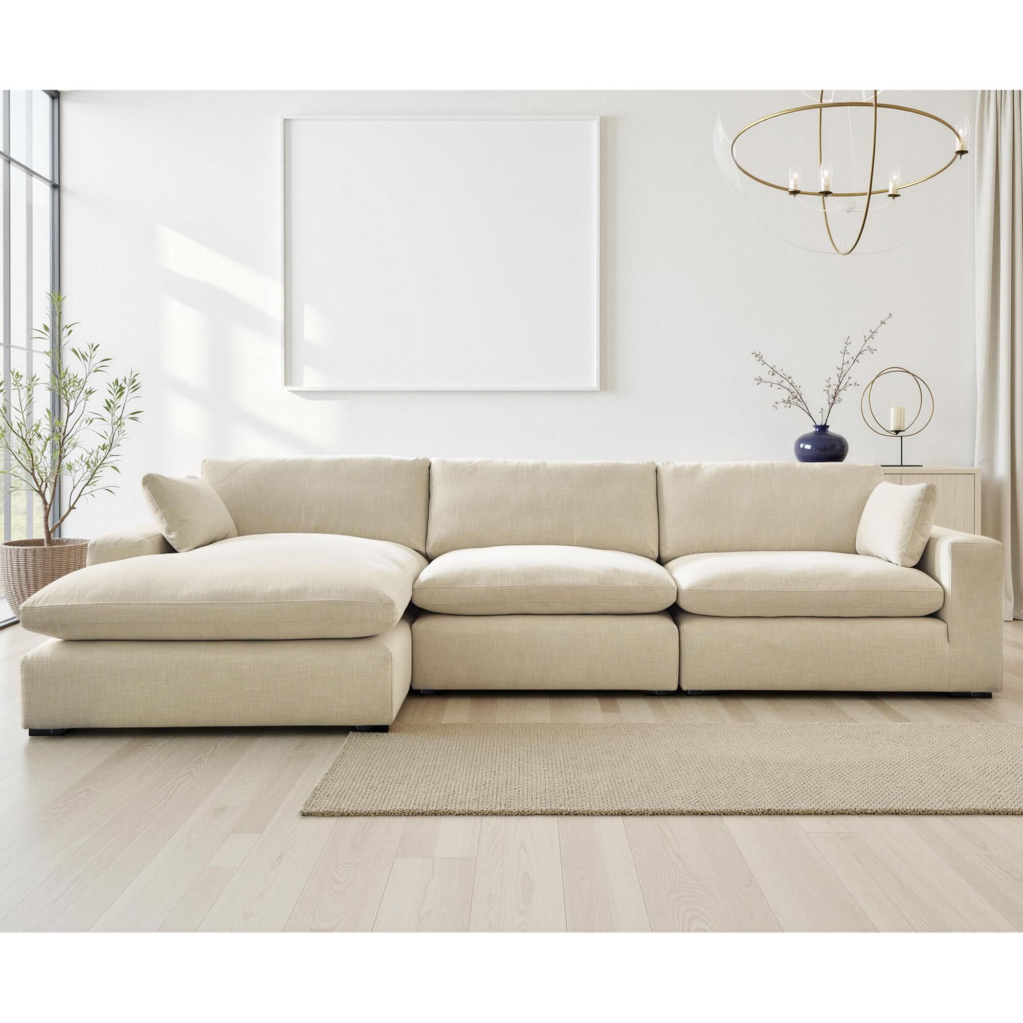 Ashley Elyza 3-Piece Left Facing Sectional with Chaise in Linen