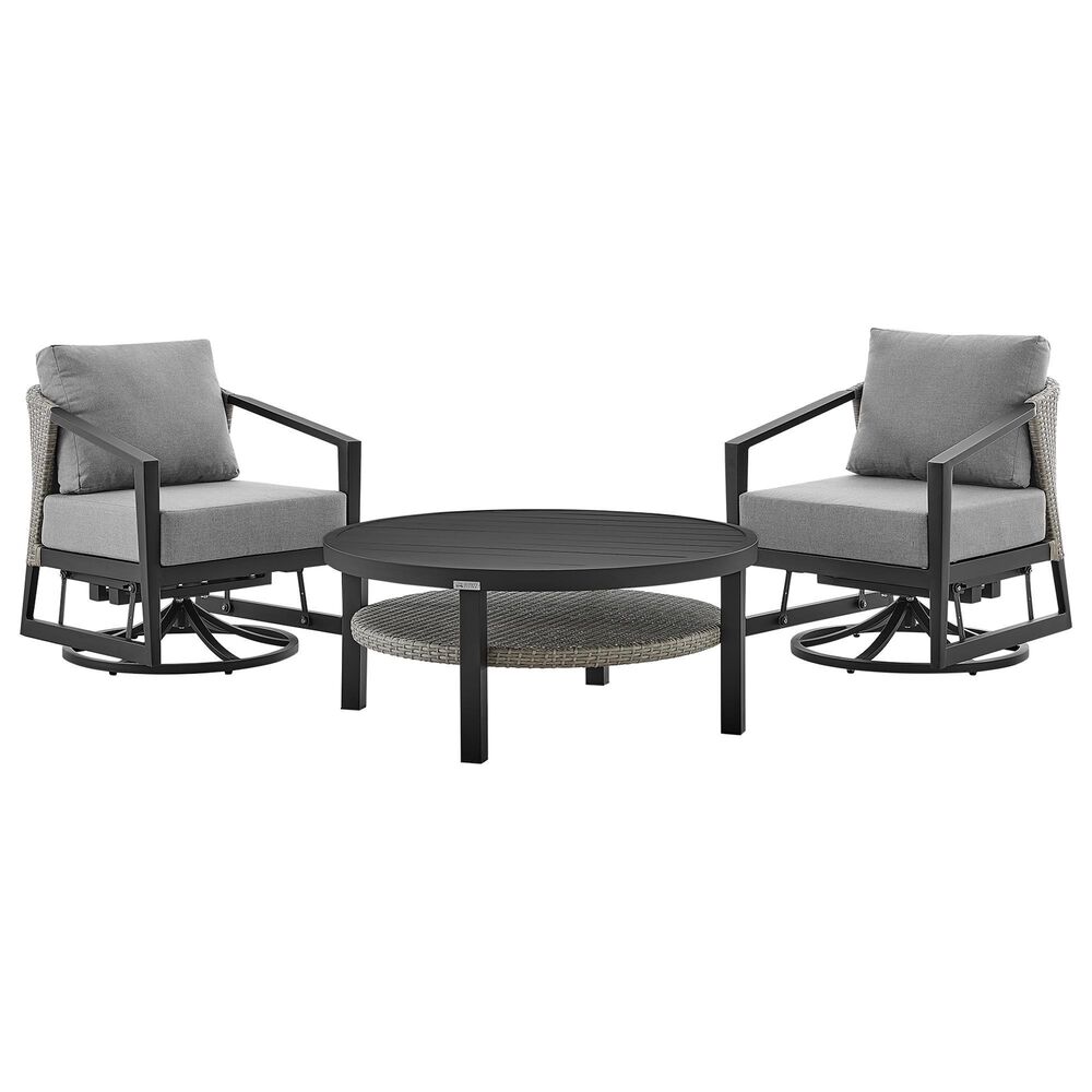 Blue River Aileen 3-Piece Patio Swivel Seating Set in Black and Grey, , large