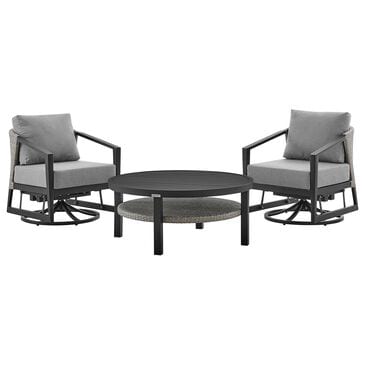 Blue River Aileen 3-Piece Patio Swivel Seating Set in Black and Grey, , large
