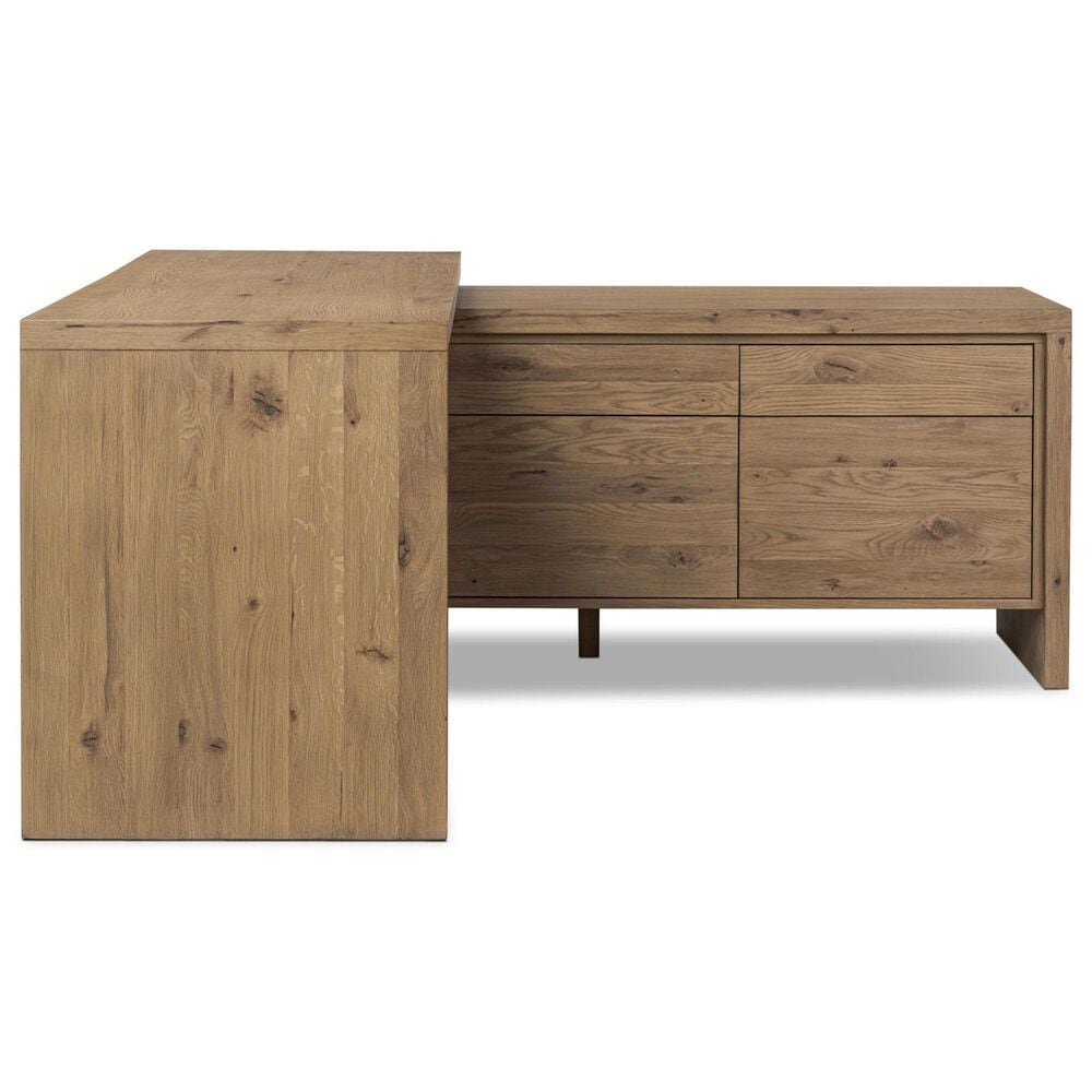 Four Hands Noah L-Shaped Rotating Desk in Aged Smoked Oak, , large
