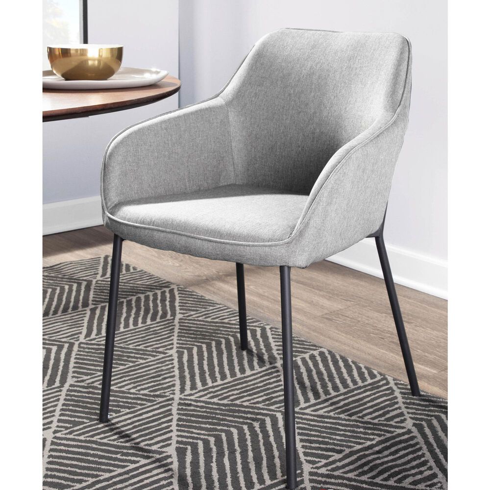 LumiSource Daniella Arm Chair with Grey Cushion in Black (Set of 2), , large