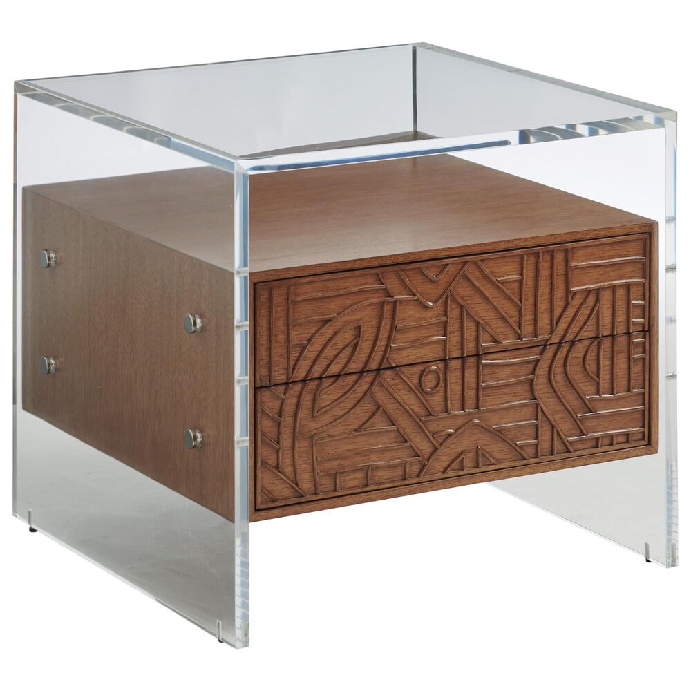 Lexington Home Brands Palm Desert Arden Lamp Table in Tan and Clear, , large