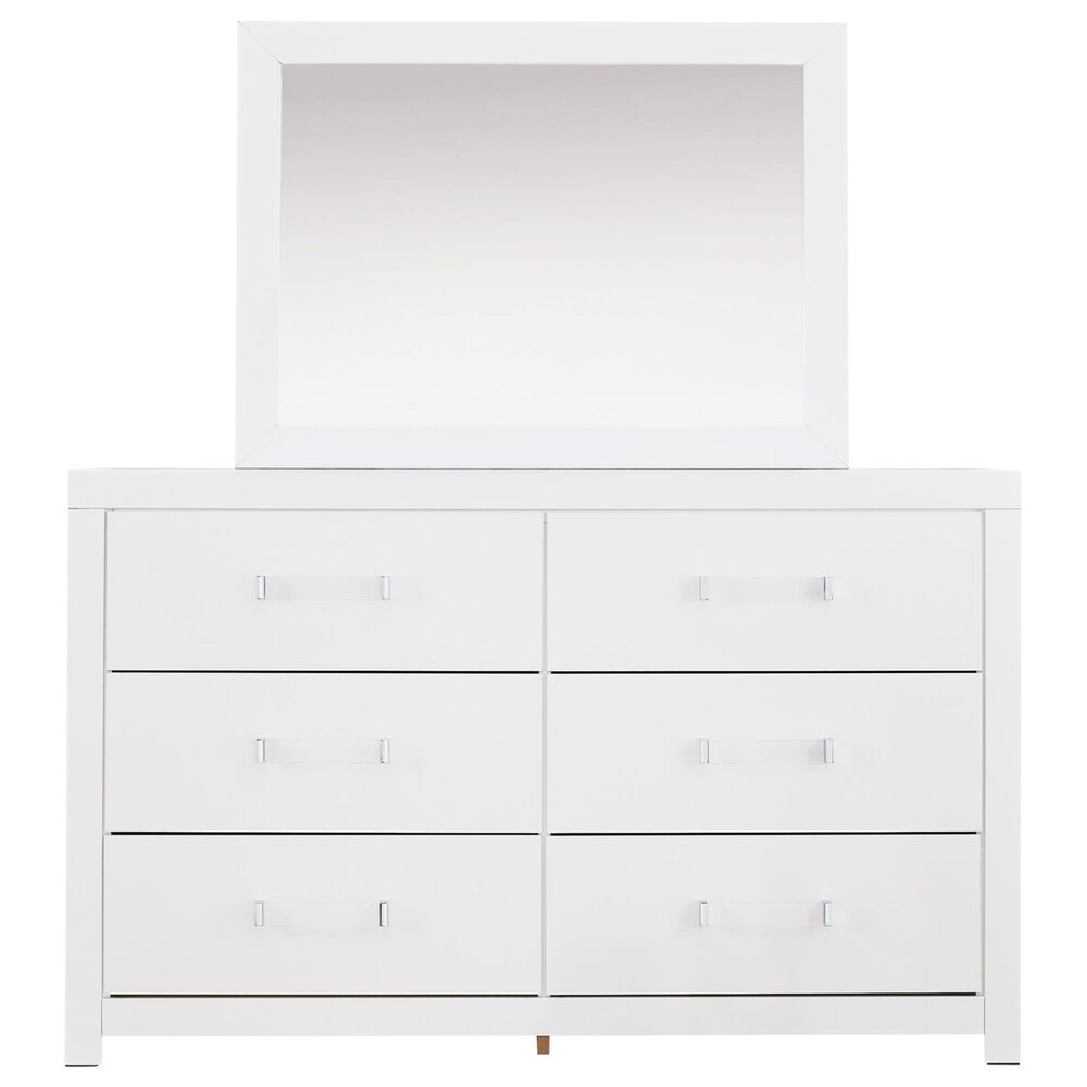Ashley Maeling 5 Piece Queen Upholstered Panel Bedroom Set in Matte White, , large