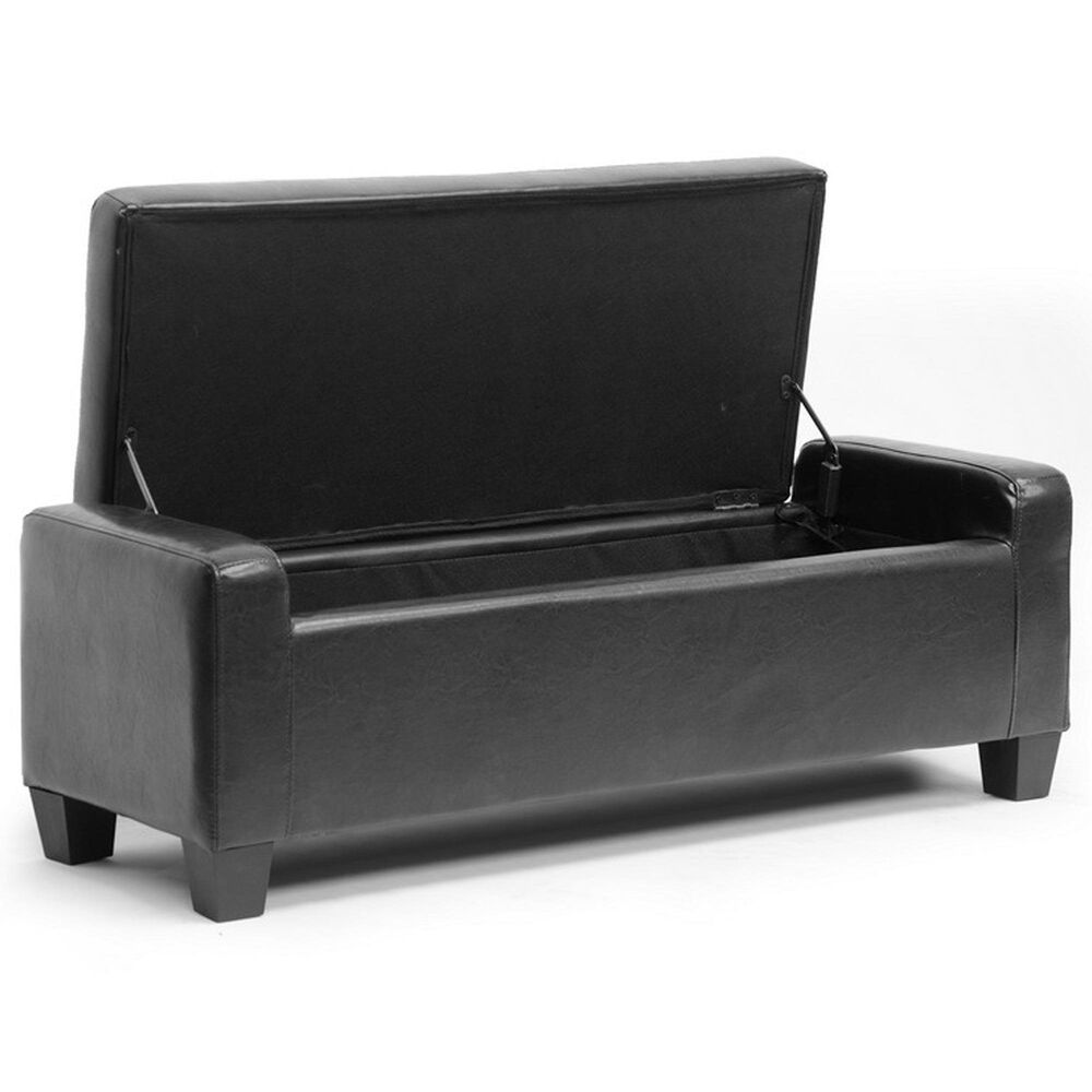 Baxton Studio Manchester Storage Ottoman in Black, , large