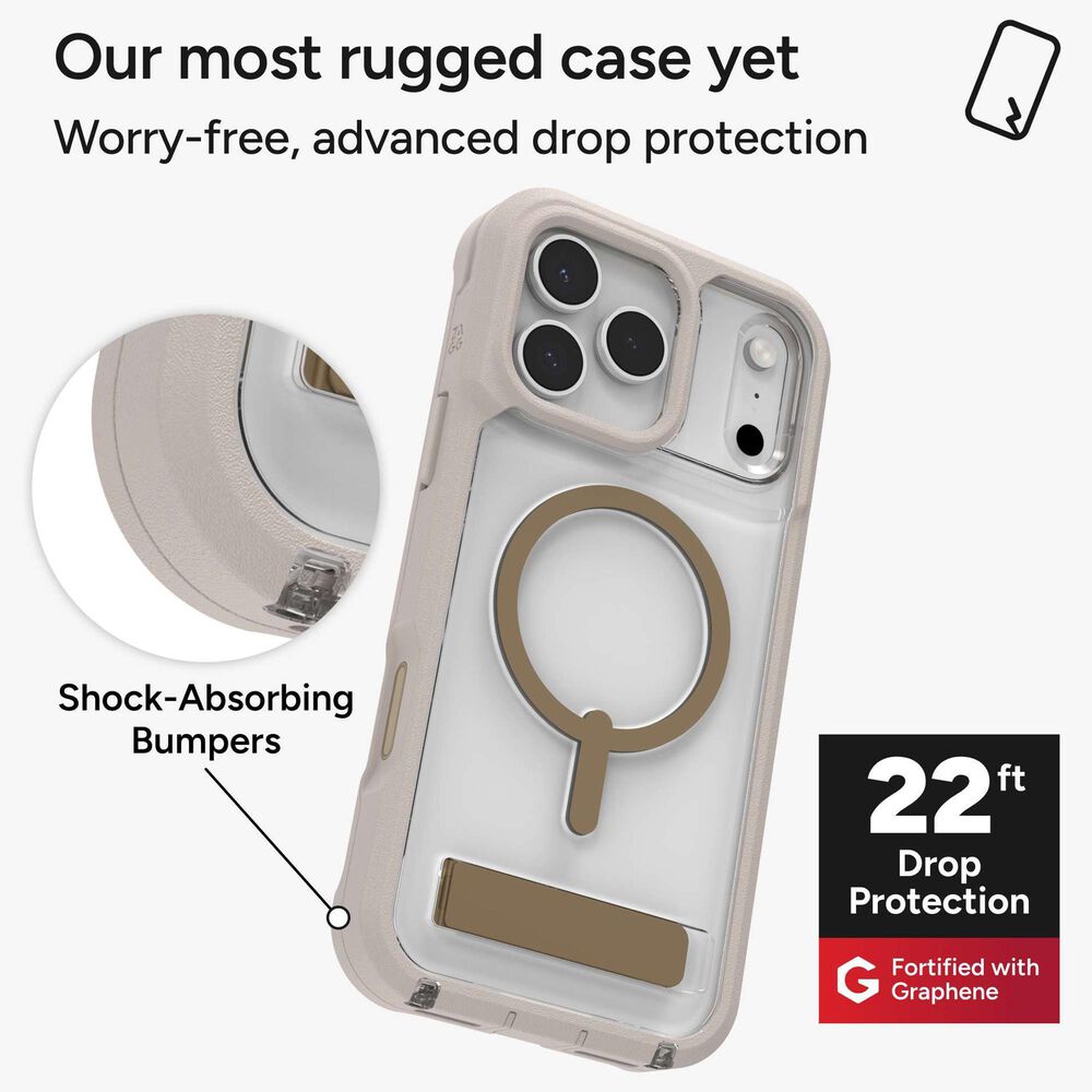Zagg Rainier Snap MagSafe Case with Kickstand for Apple iPhone 17 Pro Max in Sandstone Beige, , large