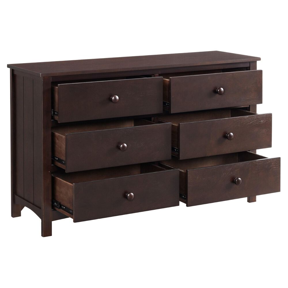 Oxford Baby Universal 6 Drawer Dresser in Brown Espresso, , large
