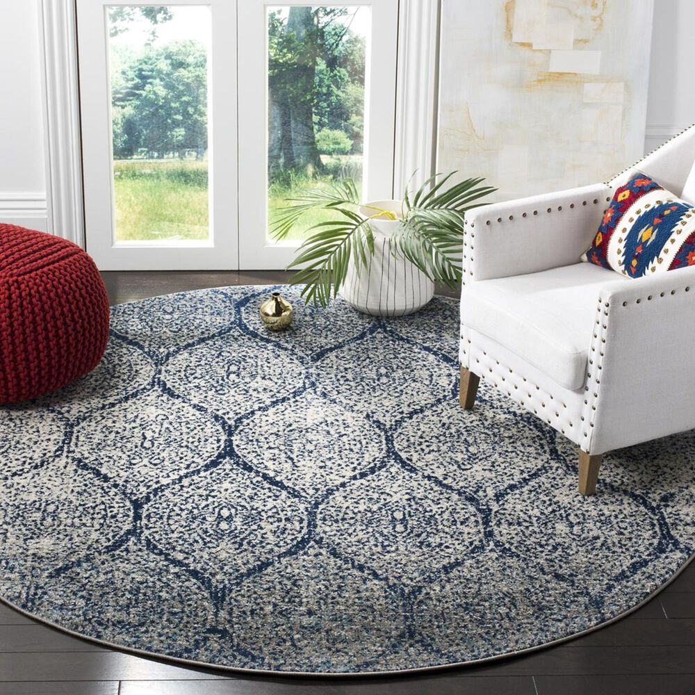 Safavieh Madison MAD604G-5R 5&#39; Round Navy/Silver Area Rug, , large