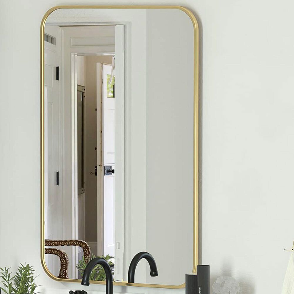 HOMLUX 20" x 28" Rectangular Wall Mirror in Gold, , large