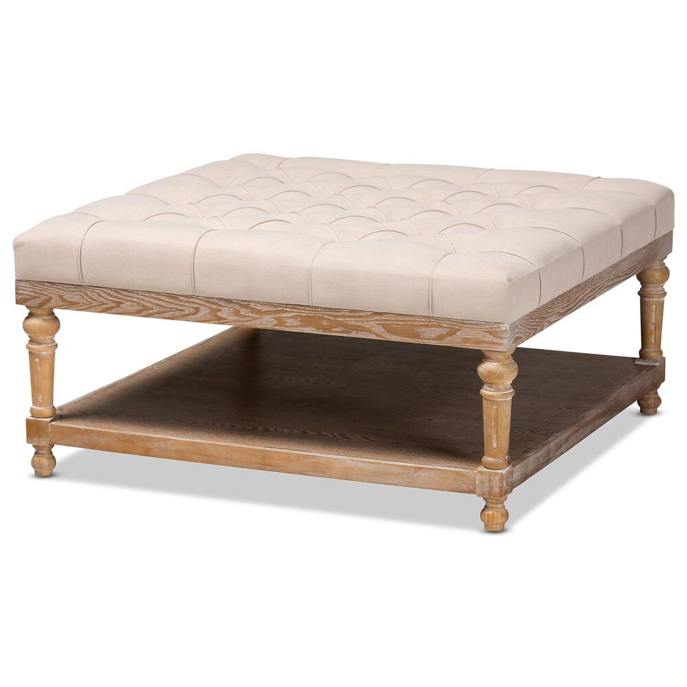 Baxton Studio Kelly Cocktail Ottoman in Beige, , large