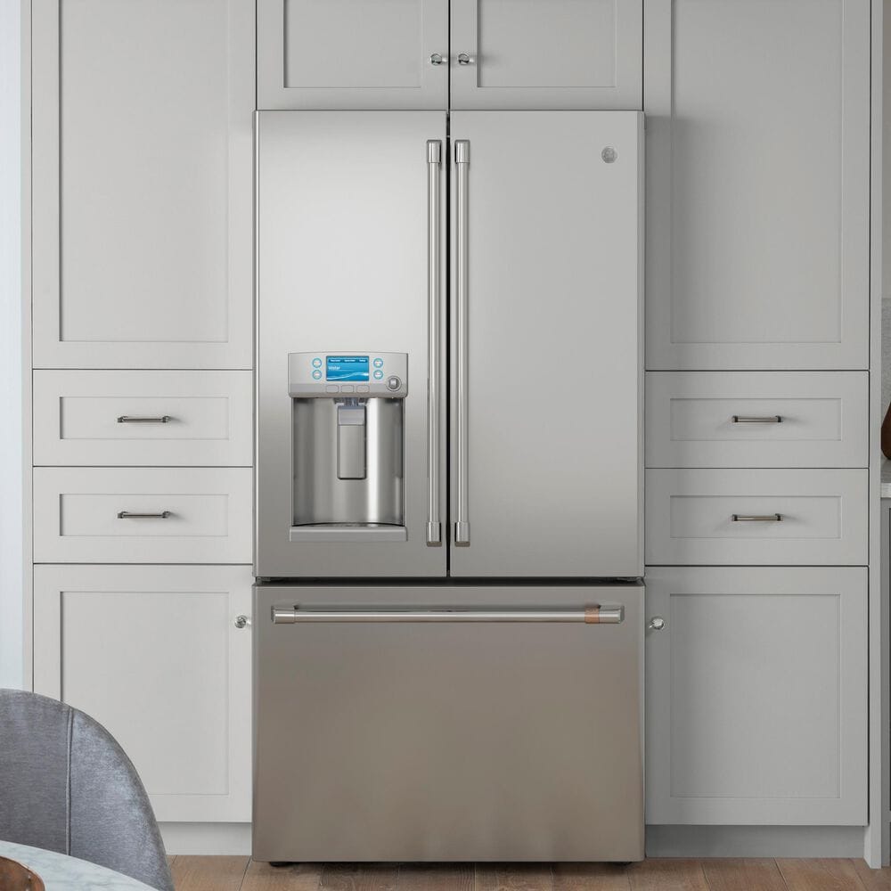 Cafe 22.2 Cu. Ft. Counter-Depth French Door Refrigerator with Hot Water Dispenser in Stainless Steel and Brushed Stainless Handles, , large