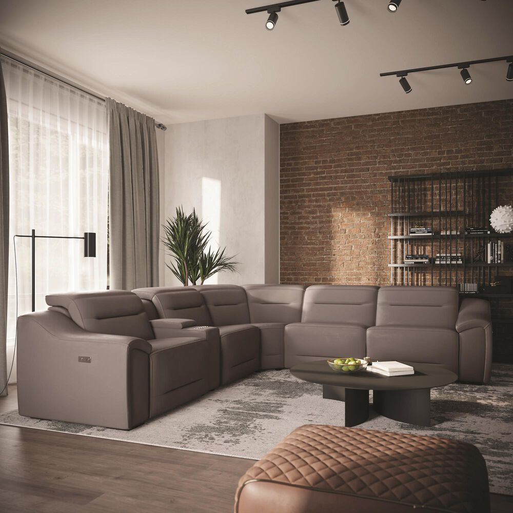 Interlochen 6-Piece Power Reclining Curved Sectional with Power Headrests in Dark Gray, , large