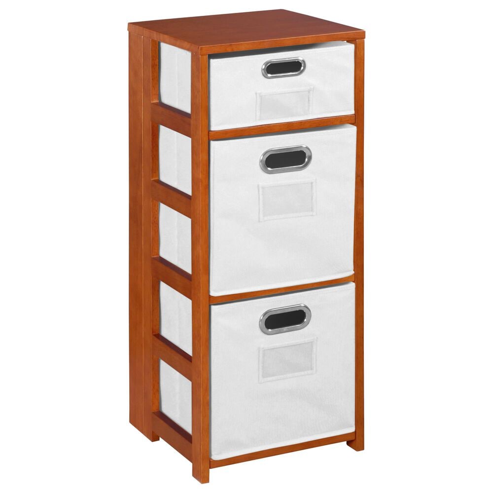 Regency Global Sourcing Flip Flop 34" Folding Bookcase with Bins in Cherry/White, , large