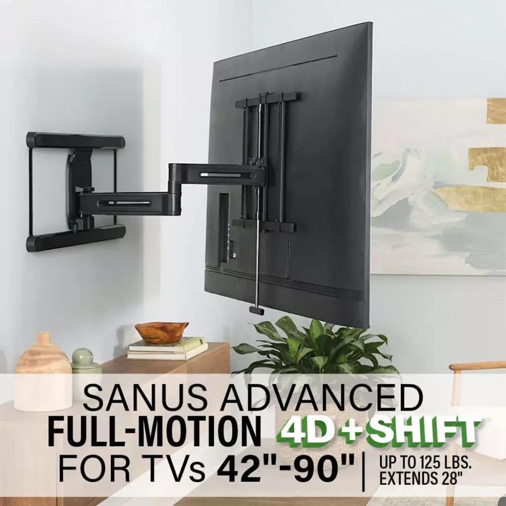 Sanus Advanced Full-Motion 4D + Shift TV Wall Mount for TVs 42&quot;-90&quot;, , large