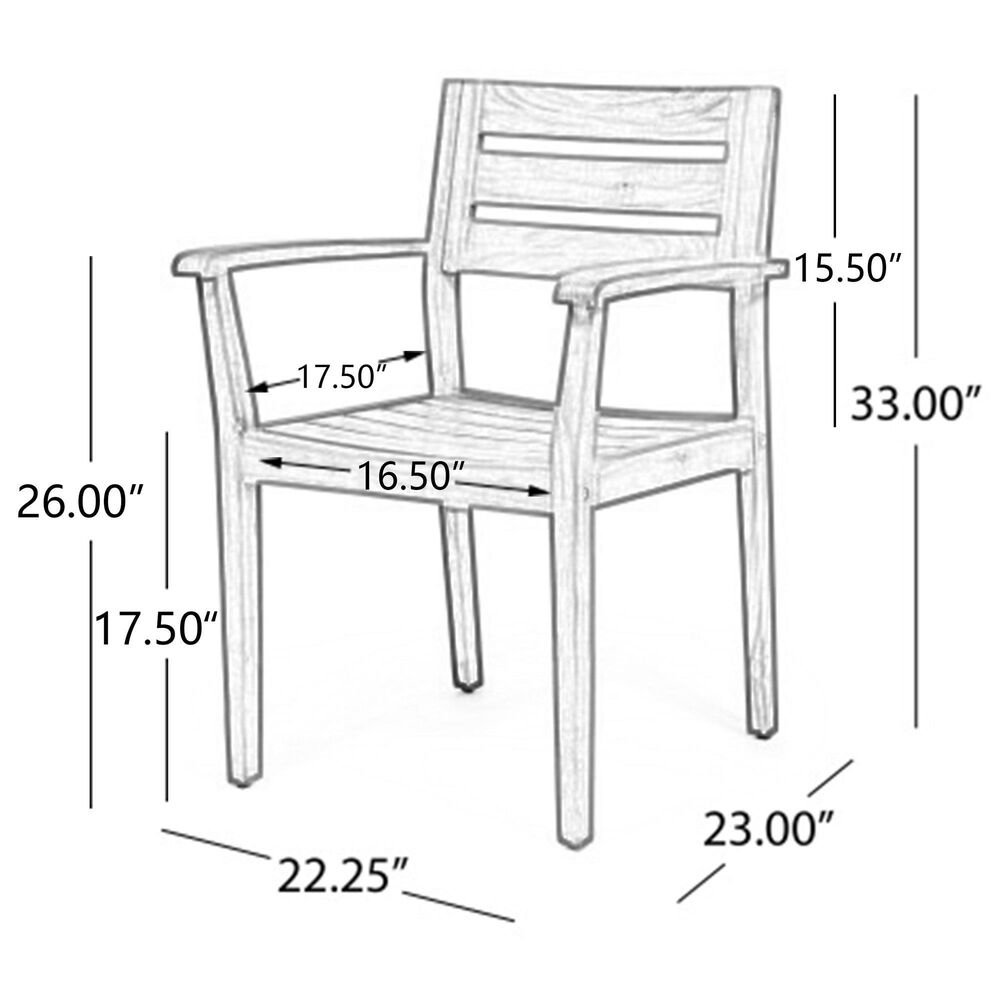 Hearth and Haven Stamford Patio Dining Chair in Teak (Set of 2), , large