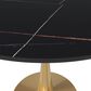 Leisuremod Leisuremod Bristol 31 round dining table Gold base with Black Sintered stone Top, , large