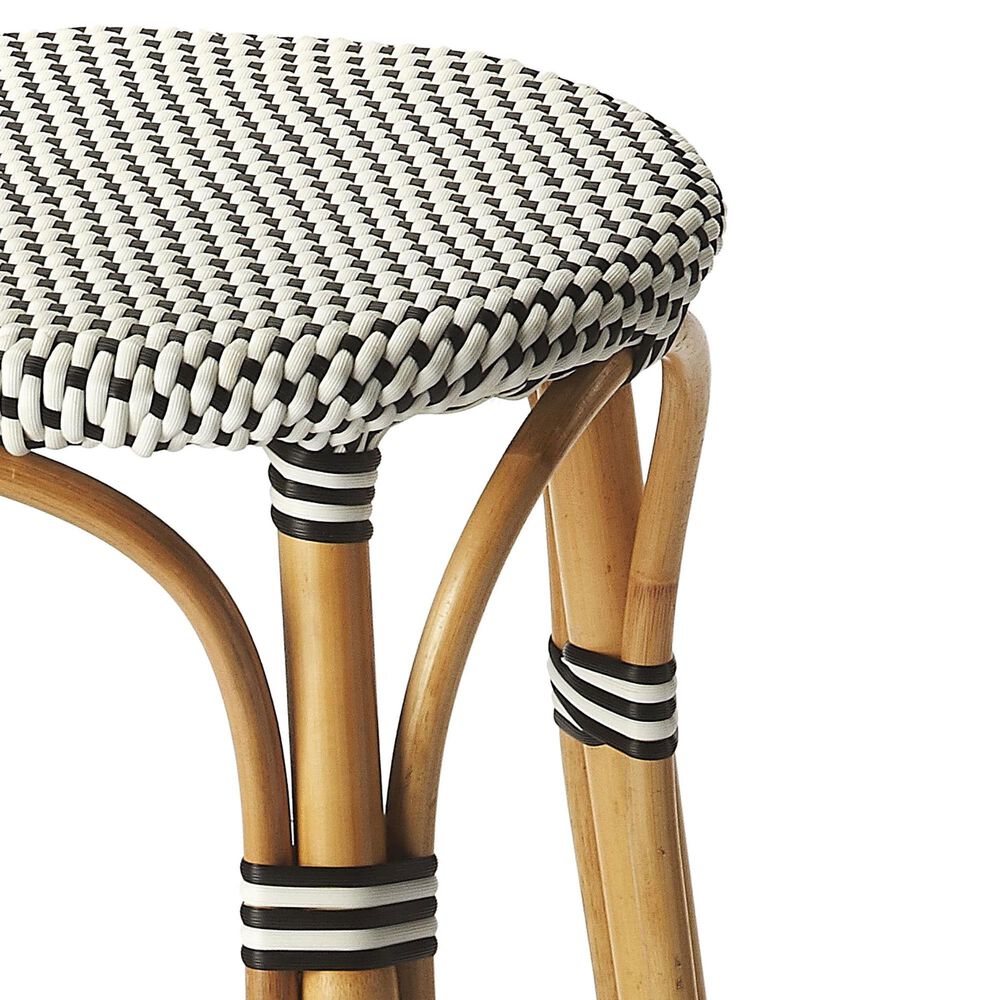 Butler Tobias Counter Stool in Black and White Rattan, , large