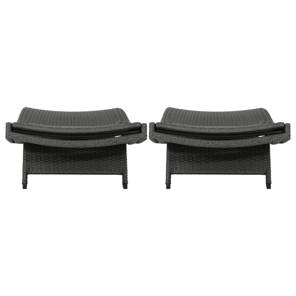 Hearth and Haven Salem PE Wicker Chaise Lounge in Grey &#40;Set of 2&#41;, , large
