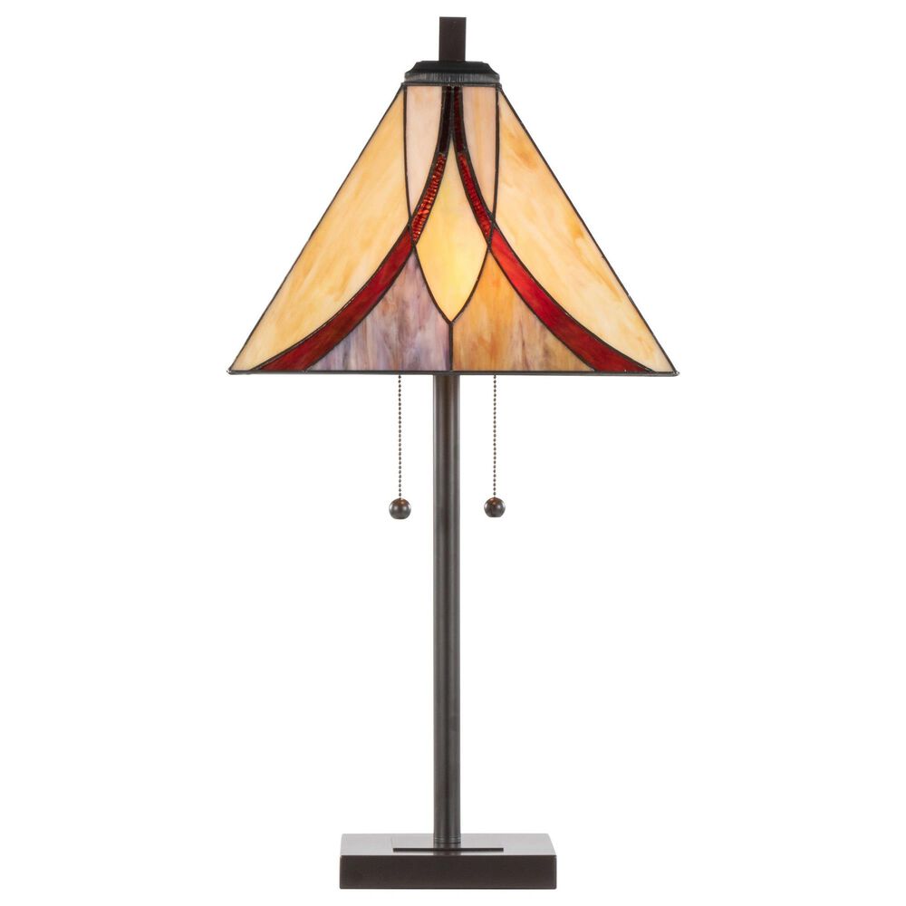 LumiSource Ren Table Lamp with Cream and Brown Glass Shade in Oil Rubbed Bronze, , large
