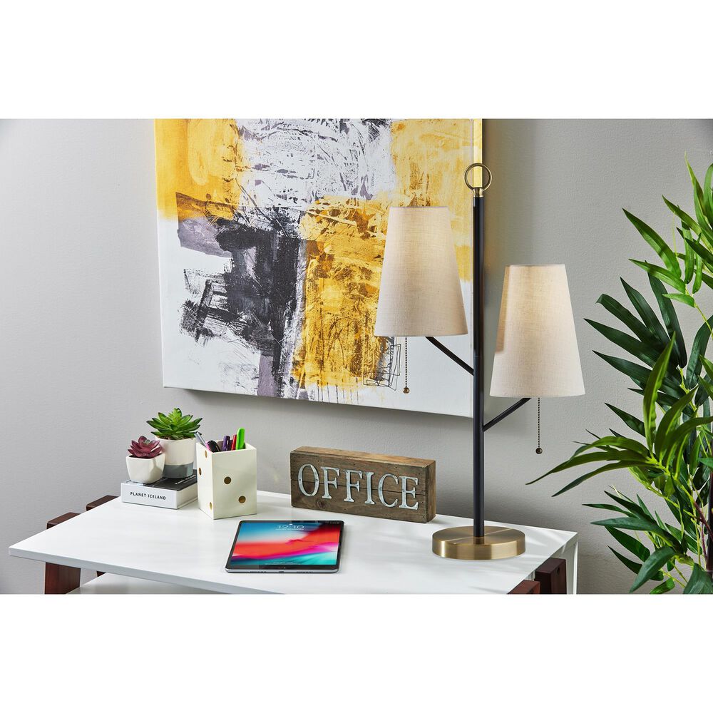 Adesso Daniel Table Lamp in Black and Antique Brass, , large