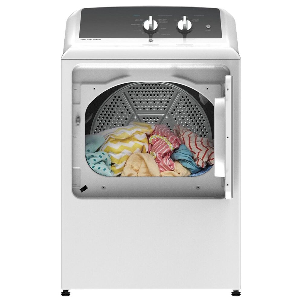 GE Appliances 6.2 Cu. Ft. Electric Dryer in White and Stainless Steel, , large
