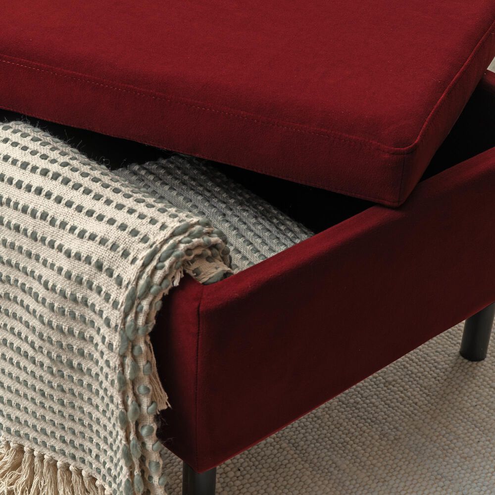 Linon Home Decor Wallis Accent Chair with Ottoman in Berry, , large