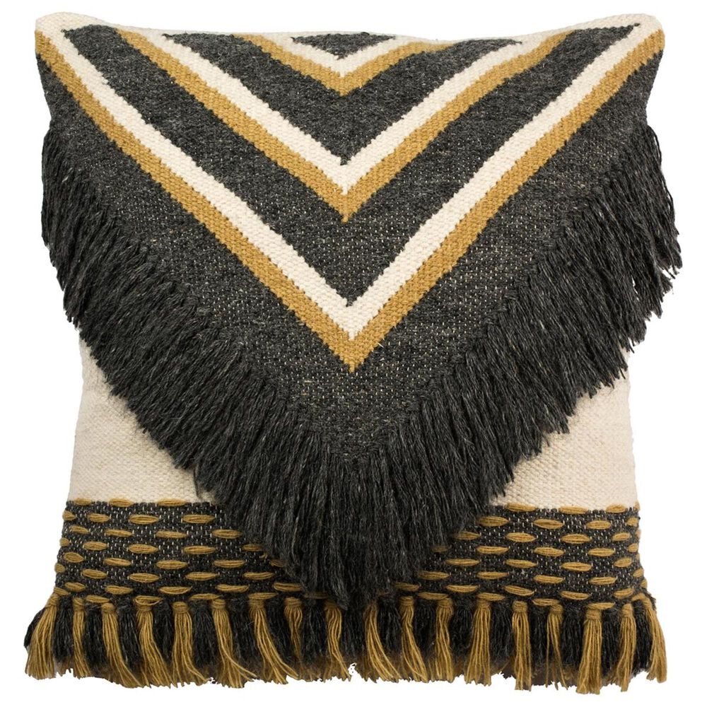 Safavieh Elettra 20" Pillow in Charcoal/Gold, , large